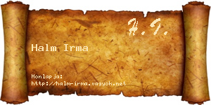 Halm Irma névjegykártya