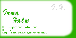 irma halm business card